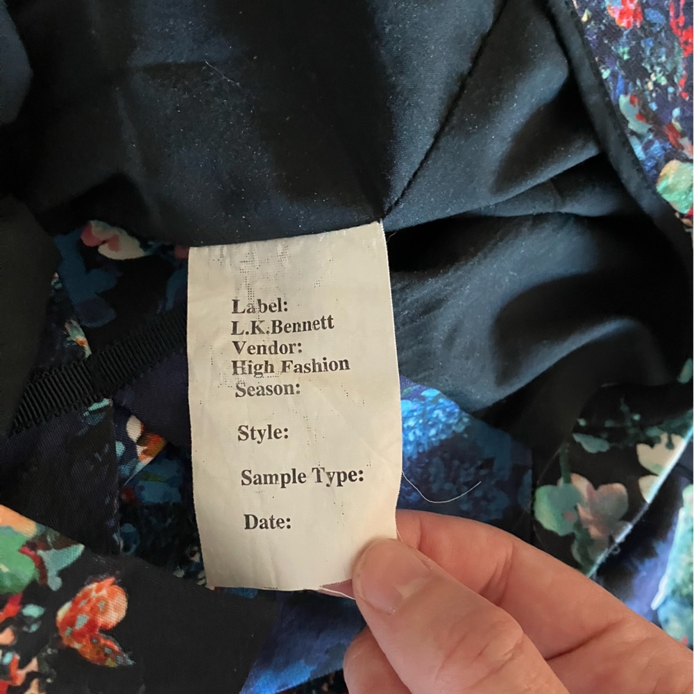L.K. Bennett Blue Floral Print Knee-Length Marli Dress size 4 - Picture 9 of 9